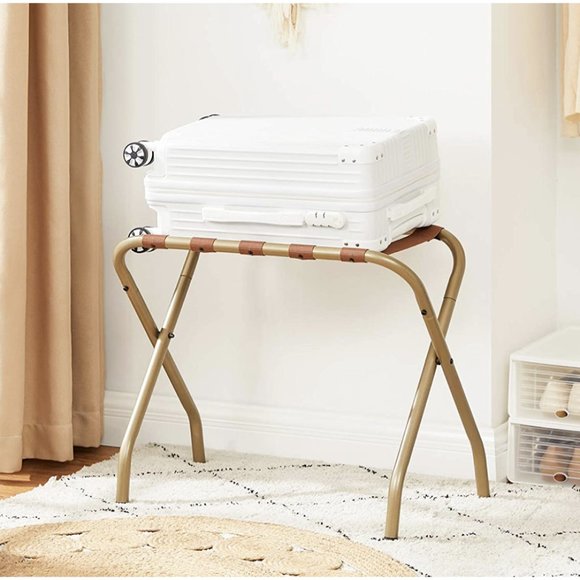 SONGMICS Suitcase Luggage Rack Steel Frame For - Motel/Hotel/Home Use - Golden - Picture 2 of 7